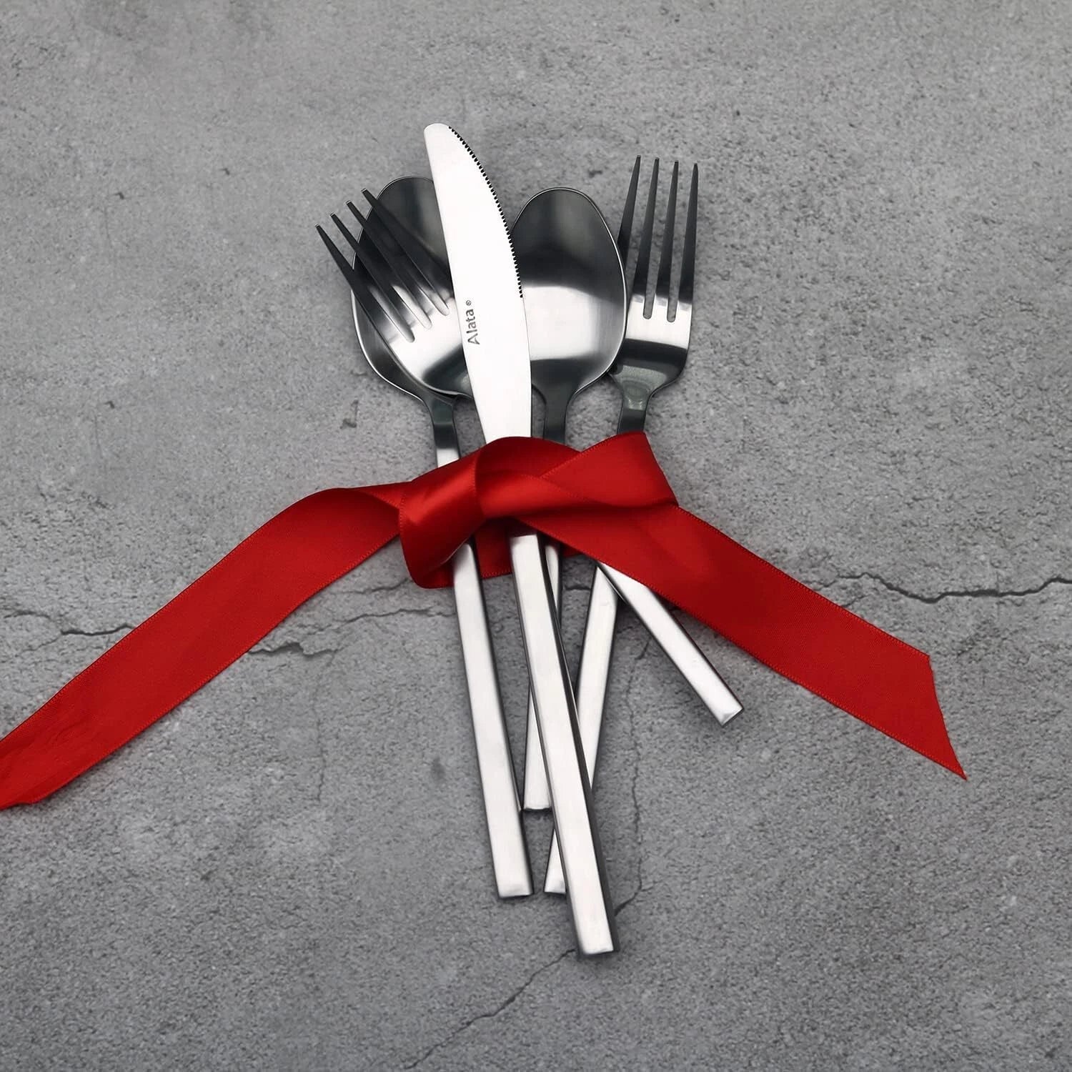 Cube 20-Piece Forged Silverware Set Stainless Steel Flatware Set,Service for 4 07FC0E-D4 - KOEEK