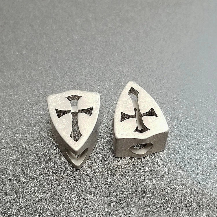 EDC Titanium Alloy Cross Mark Knife Bead Parachute Cord Pendant DIY Accessories 07FC0E-D4 - KOEEK