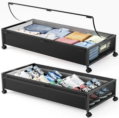 Under Bed Storage Containers with Wheels 2 Pack Underbed Shoe Storage 07FC0E-D4 - KOEEK