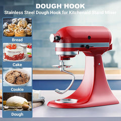 new Polished Stainless Steel Dough Hook for Kitchenaid 4.5-5QT Flat 07FC0E-D4 - KOEEK