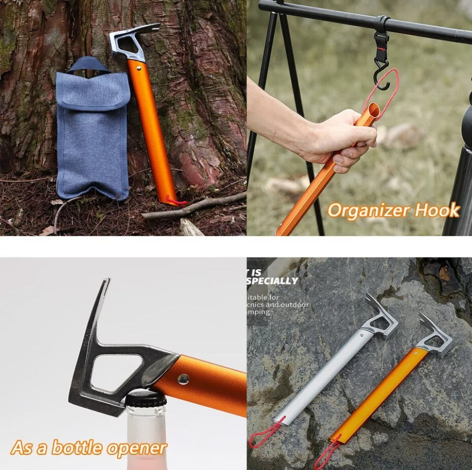 Tent Stake Hammer Aluminum Alloy Camping Hammer Outdoor EDC Camp Nail Puller 07FC0E-D4 - KOEEK
