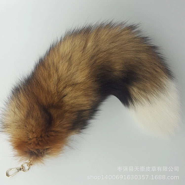 42CM Large Fox Tail Real Fox Fur Tail Keychain Fur Tassel Handbag 16.5" Gift 07FC0E-D4 - KOEEK