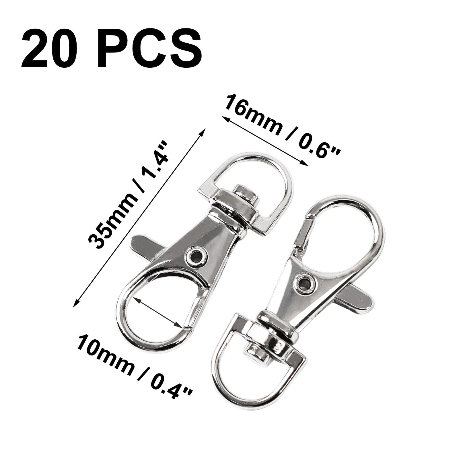 20pcs Metal Lobster Swivel Claw Clasp Hook Trigger Clip Buckle with Round D Ring 07FC0E-D4 - KOEEK