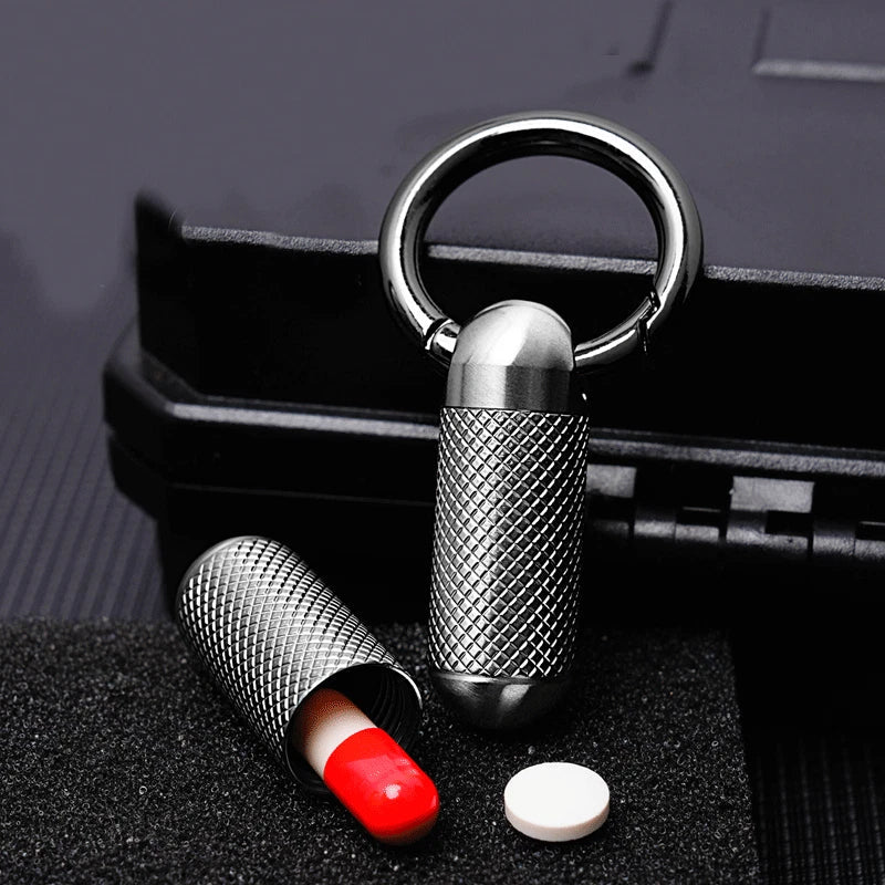 Outdoor EDC Titanium Alloy Waterproof Pill Storage Box Travel Survival Container 07FC0E-D4 - KOEEK