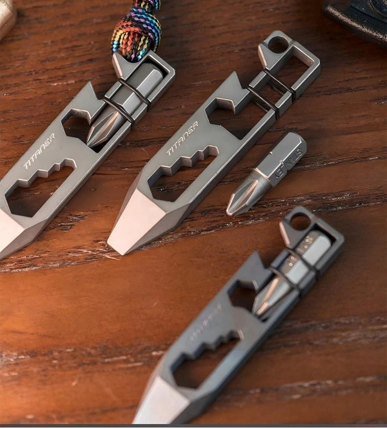 EDC Titanium Pry Bar Crowbar Bottle Opener Screwdriver Wrench Pocket Multi Tools 07FC0E-D4 - KOEEK