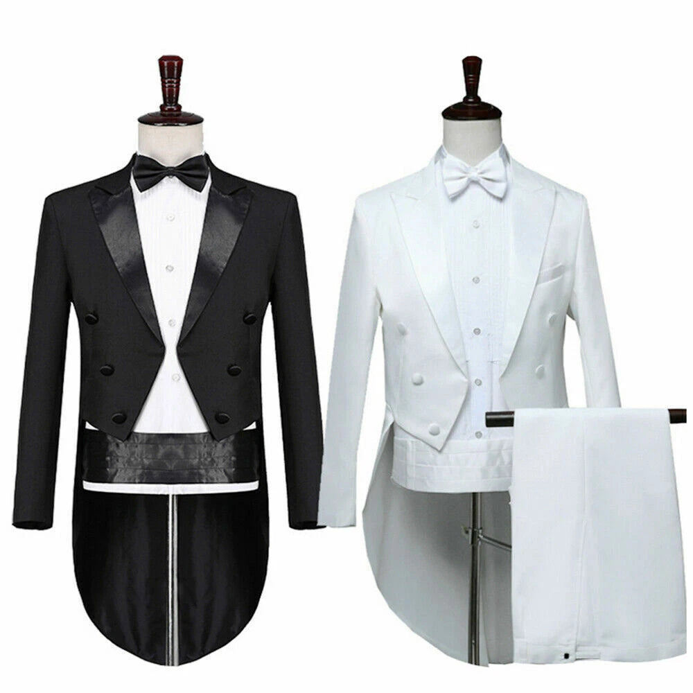 Tuxedo Morning Tailcoat Men Jacket Pants Suit Outfit Evening Tails Frock Coat 07FC0E-D4 - KOEEK