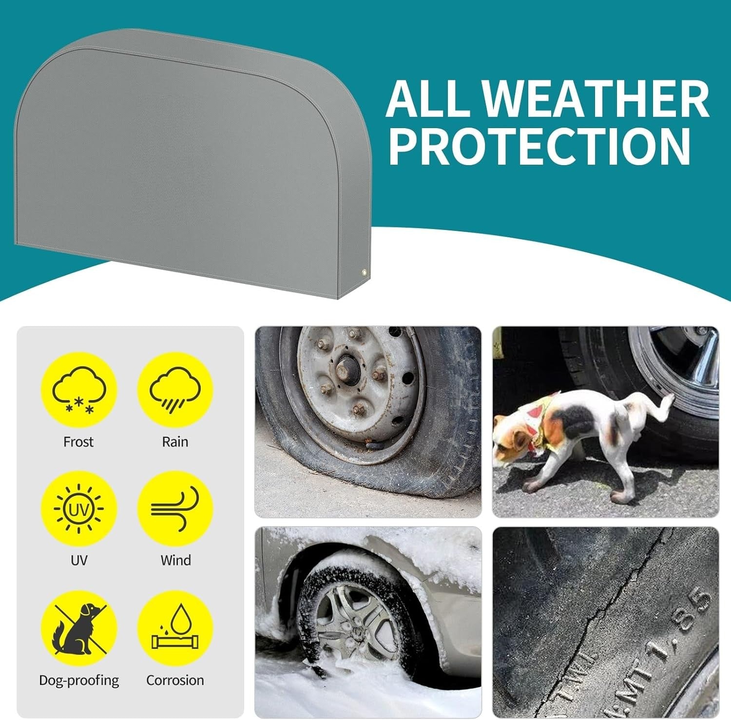new Tuszom Tearproof Anti-UV Dual Wheel Tire Covers for RV, 27 - 29 inch, Gray