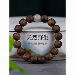 12mm Vietnamese Nha Trang Agarwood Natural Prayer Beads Bracelet Men Aged Qi Nan 07FC0E-D4 - KOEEK
