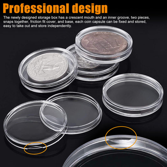 100Pcs 26mm Coin Capsules Holder Storage Container for Presidential US 1 Dollar