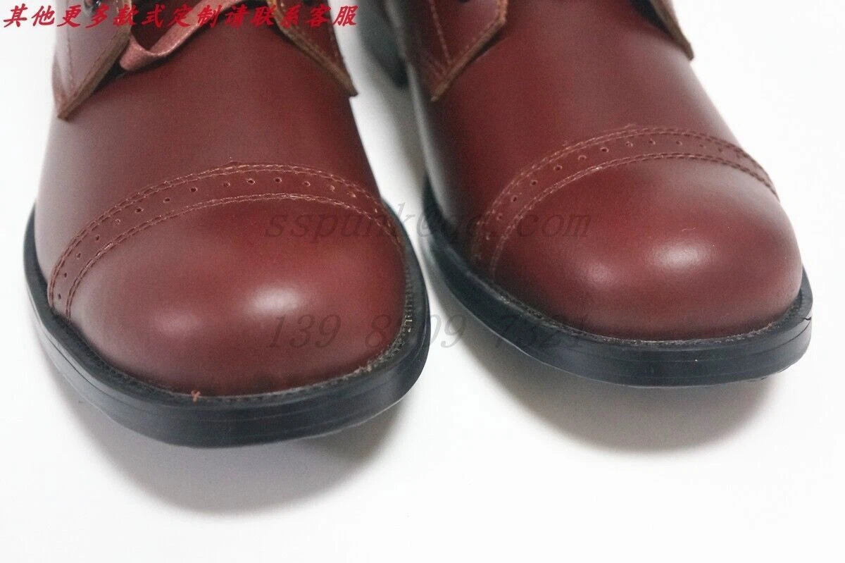 Military Boots For WW2 US Army Airborne Paratrooper Brown Cosplay Leather Shoes 07FC0E-D4 - KOEEK