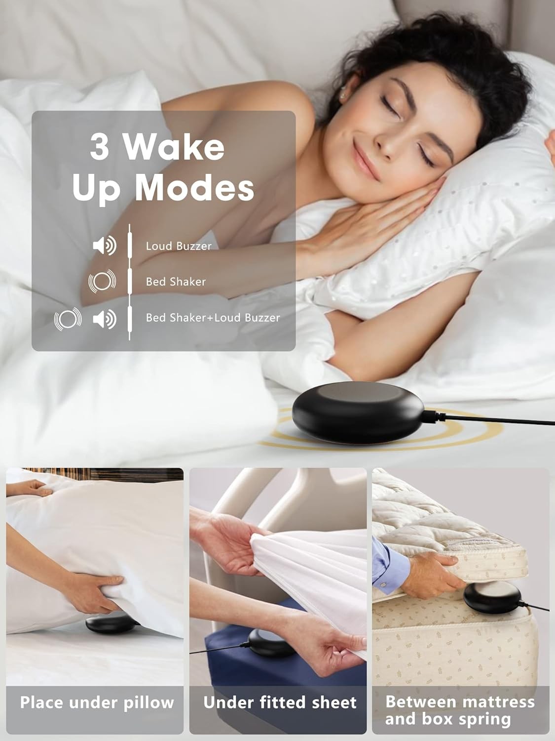 new Extra Loud Vibrating Alarm Clock Normal Size, Silver Surface(with Bed Shaker)