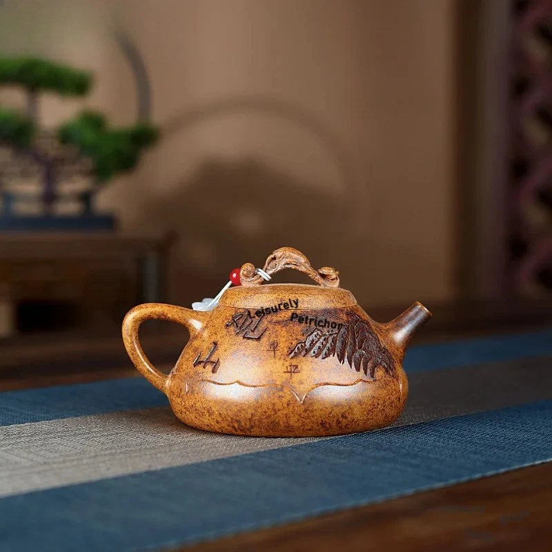 330ml Yixing Purple Clay Handmade Pot Tea Kettle with Filter Kungfu Teaware 07FC0E-D4 - KOEEK