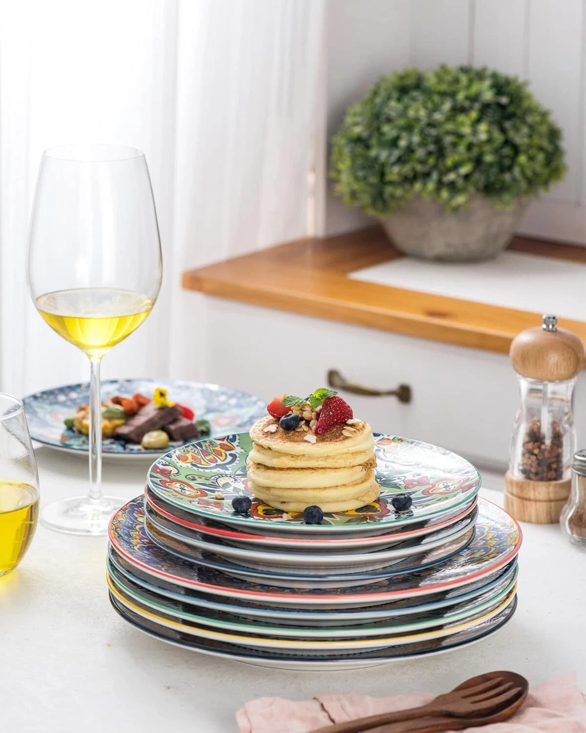 Dinner Plate Set, Ceramic Colorful Dinner Plates for Kitchen and Dining Room 07FC0E-D4 - KOEEK