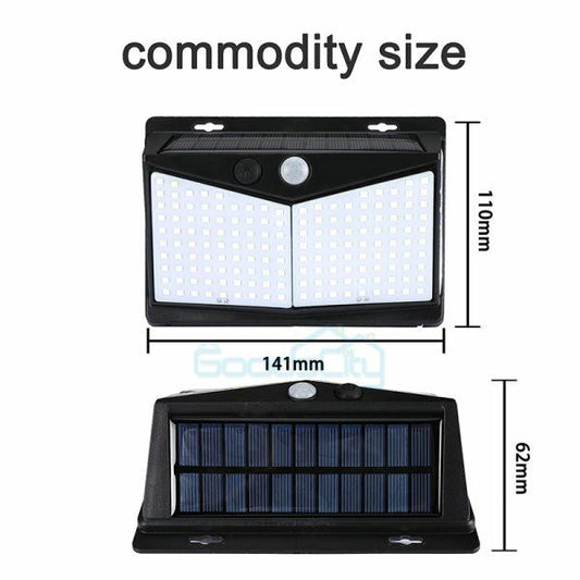 ny LED-solenergilampe Vanntett PIR-bevegelsessensor Utendørs hagegårdsvegglys