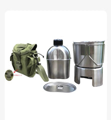 US Military Canteen Wire Handle Cup Stove Outdoor Camping Mess Kit 4 Piece Set 07FC0E-D4 - KOEEK