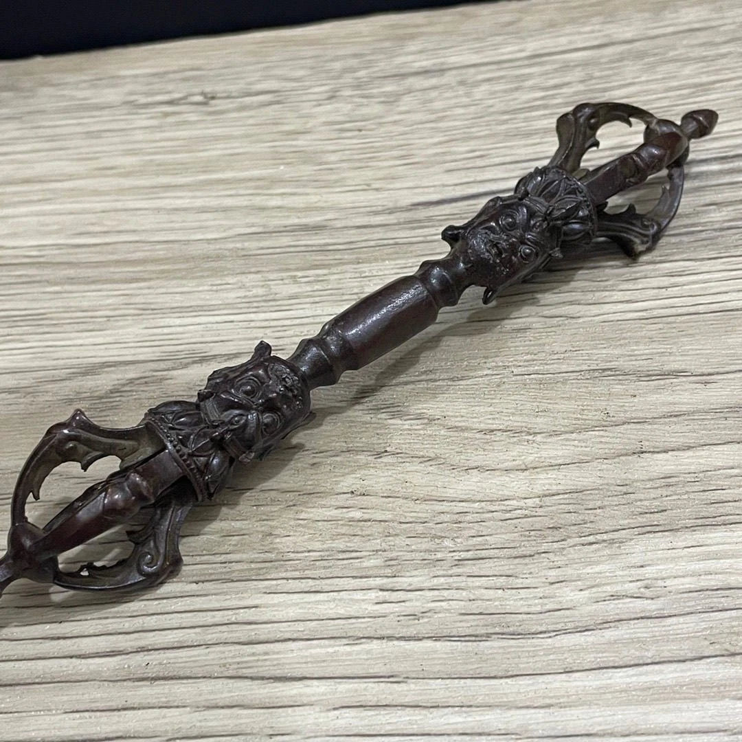 Tibetan Five Prong Vajra Dorje Brass Alloy Pendant Buddhist Ritual Handpiece 07FC0E-D4 - KOEEK