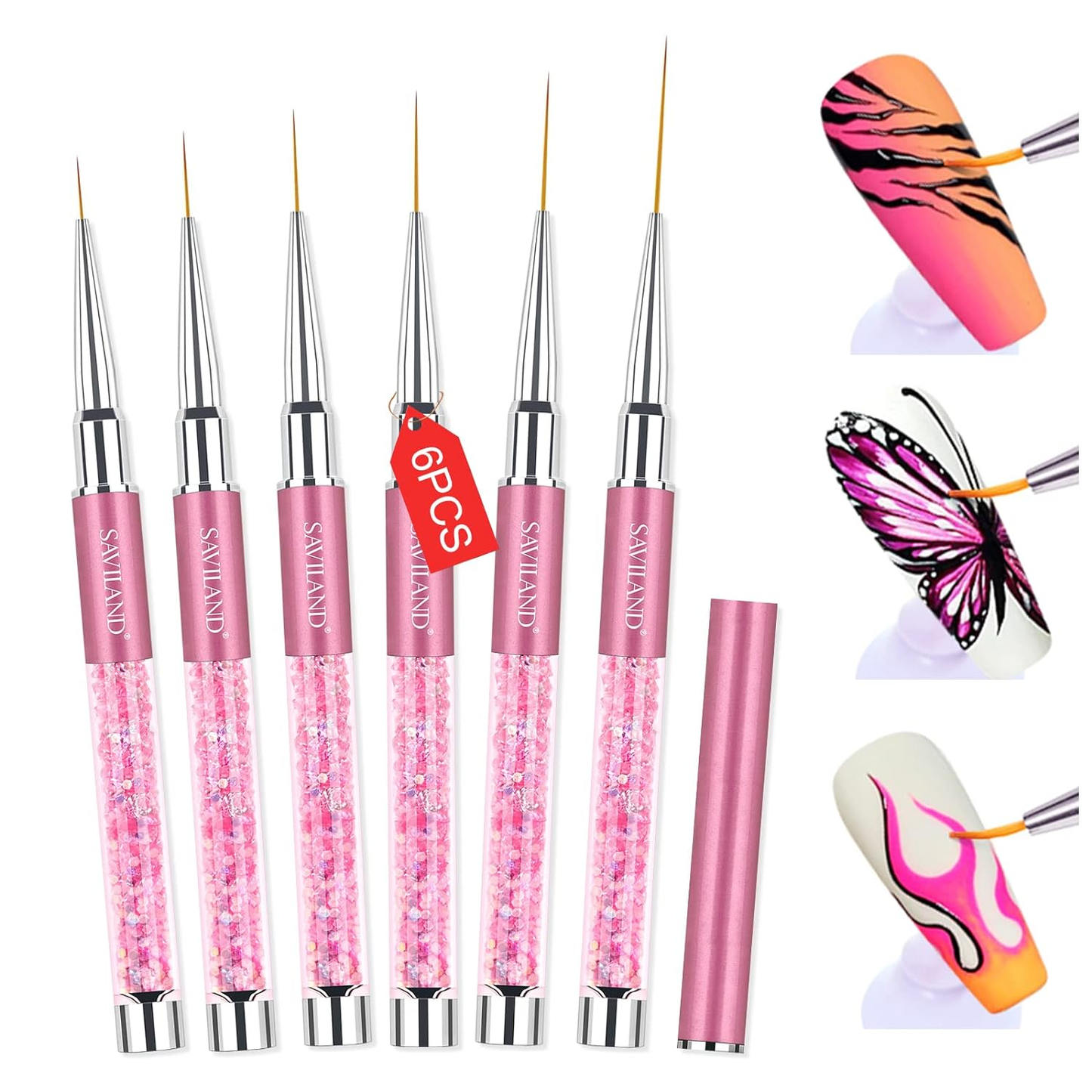 nye 6 stk Nail Art Liner Brushes Set - Nail Brush Gel Polish Maling Nail Art Design