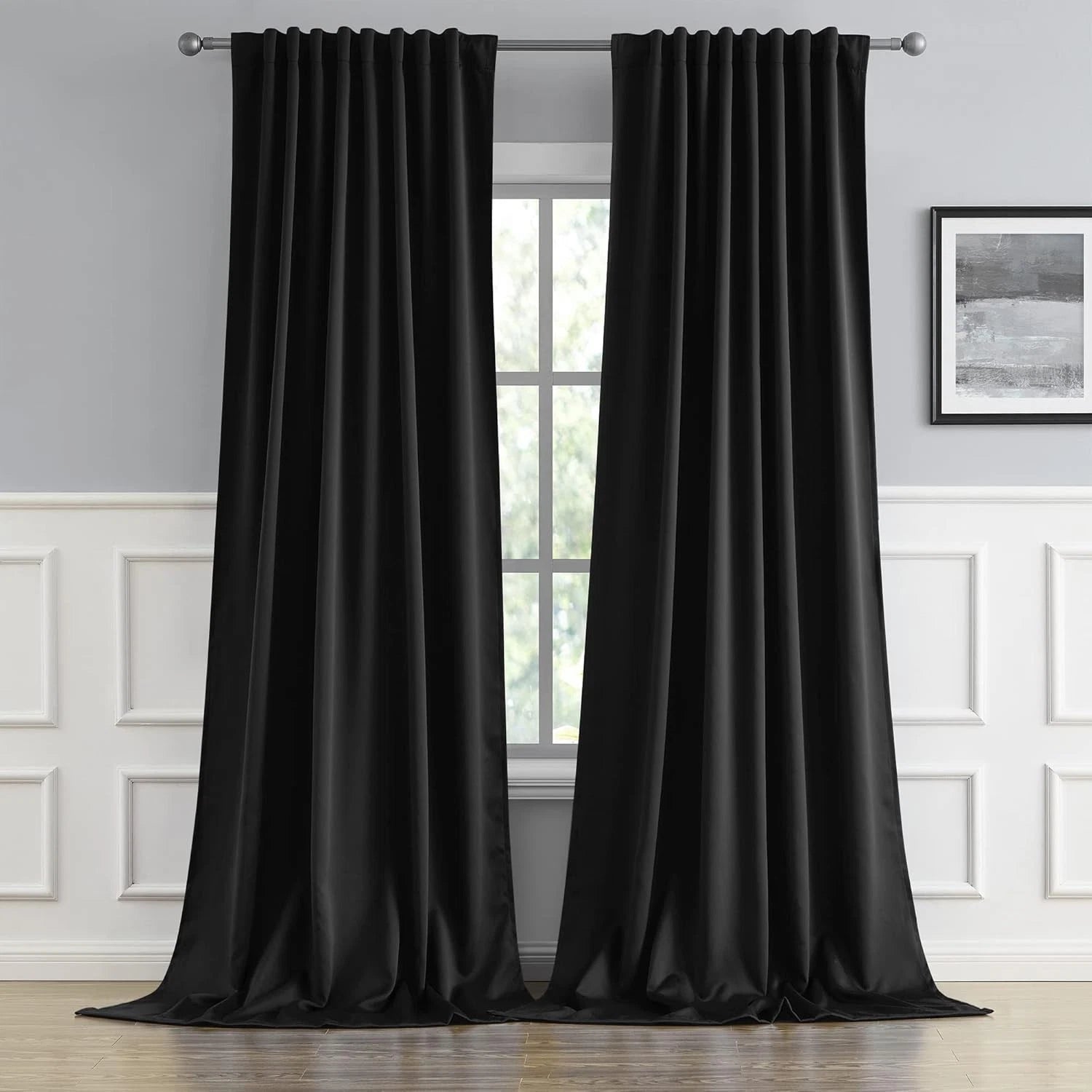 Black blackout curtains (52 inches wide x 120 inches long, 2 panels) 07FC0E-D4 - KOEEK
