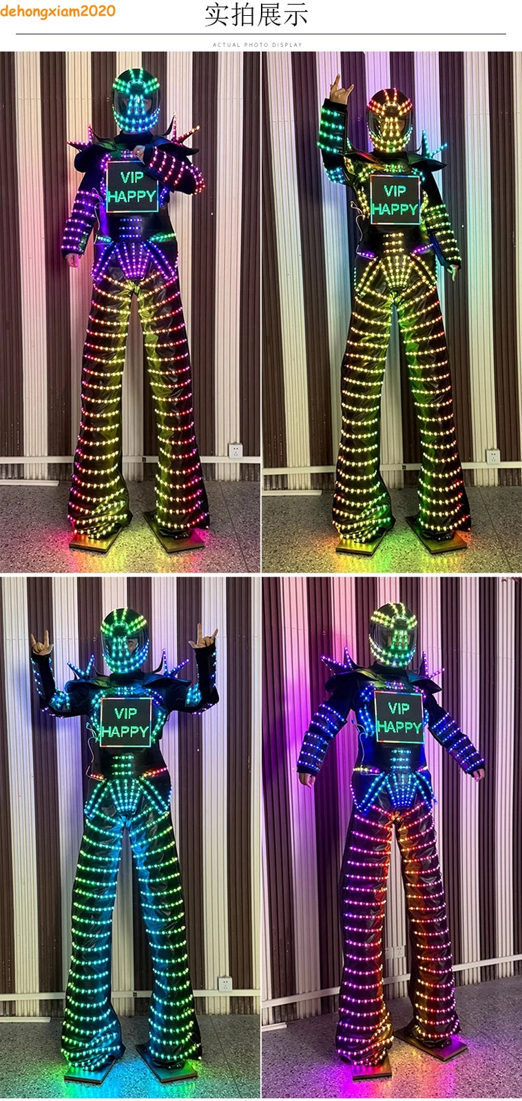 LED Stilts Robot Programming Costume Illuminated Dance Club Bar Clothes Suit 07FC0E-D4 - KOEEK