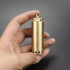 Brass Waterproof Pill Box Organizer Container Case Storage Tank Key chain EDC 07FC0E-D4 - KOEEK