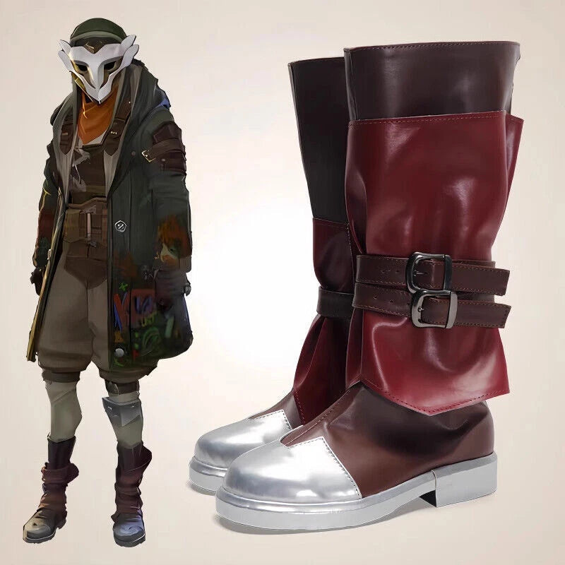 Game LOL Arcane: League of Legends Zaun Ekko Cosplay Shoes Zipper PU Long Boots 07FC0E-D4 - KOEEK