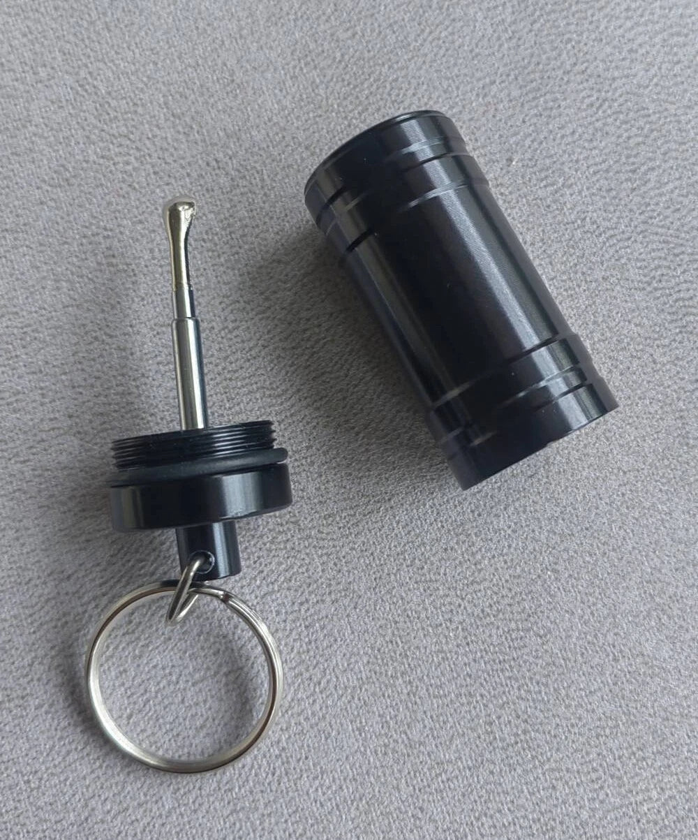 Premium Aluminum Waterproof Medication Pill Container Box Key Chain With Spoon 07FC0E-D4 - KOEEK