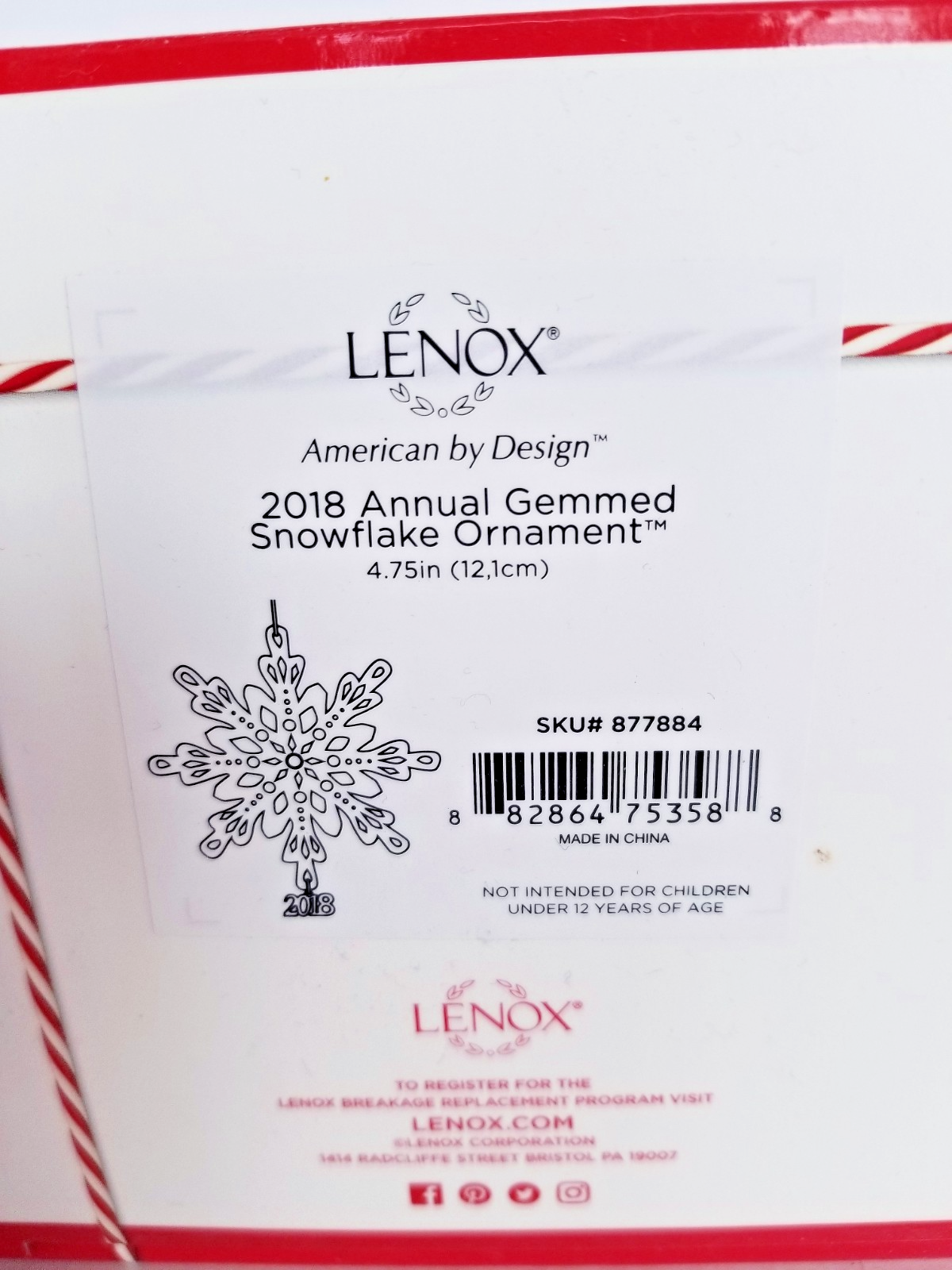 Lenox 2018 Annual GEMMED SNOWFLAKE Ornament LENOX - KOEEK