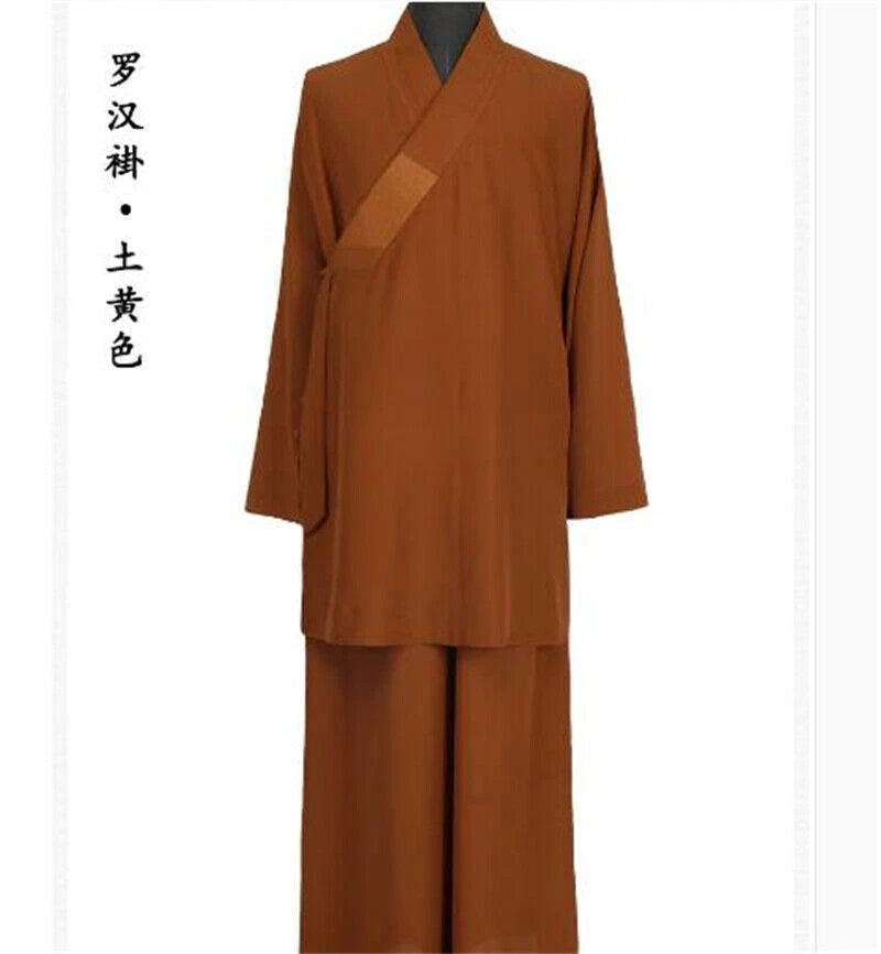 Buddhist Shaolin Monk Robe Linen Kung Fu Suit Meditation Uniforms Full Set 07FC0E-D4 - KOEEK