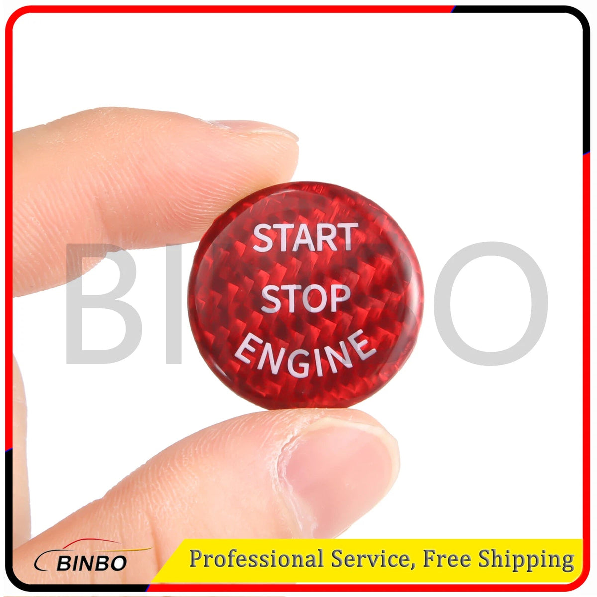Carbon Fiber Cover For BMW E90 E91 Keyless Engine Start/Stop Push Button Red 07FC0E-D4 - KOEEK