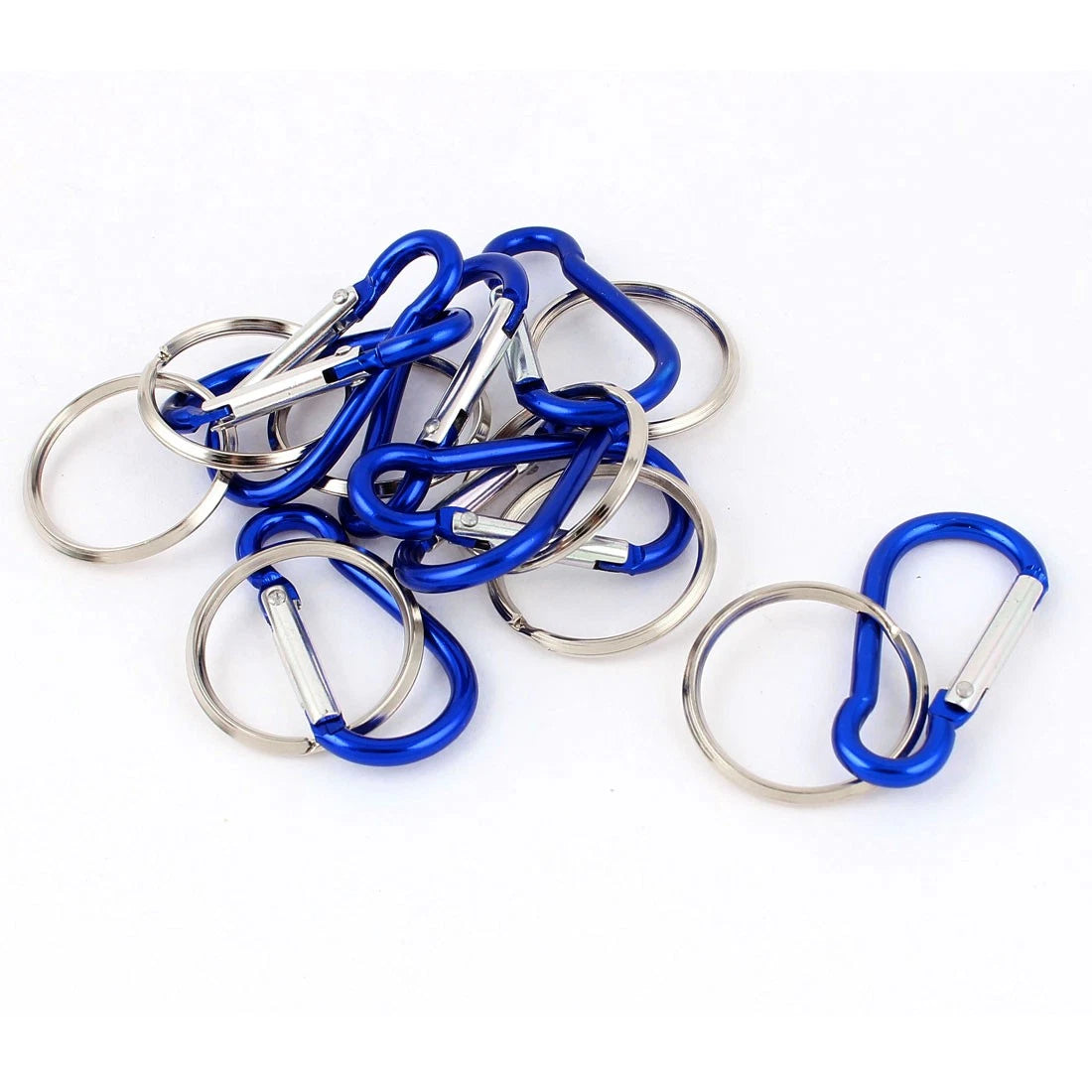 Camping Spring Ring Carabiner Clip Hook Keychain Keyring Key Carrier 8pcs Blue 07FC0E-D4 - KOEEK