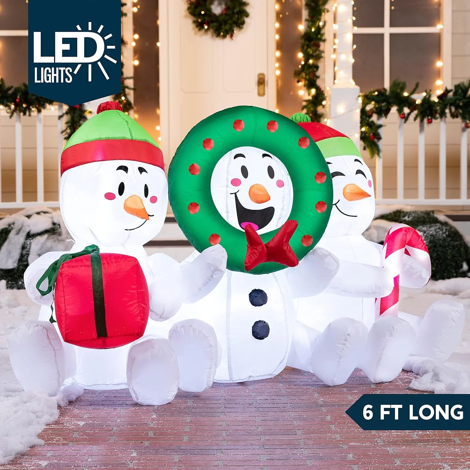 "6 FT Snowmen Trio: The Chillest Yard Party Crashers with LED Lights!" 07FC0E-D4 - KOEEK