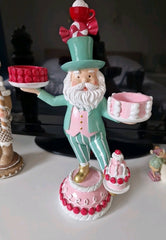 Christmas Candy Pastel Santa Claus Balancing Cakes Tea Light Holder Ornament 07FC0E-D4 - KOEEK