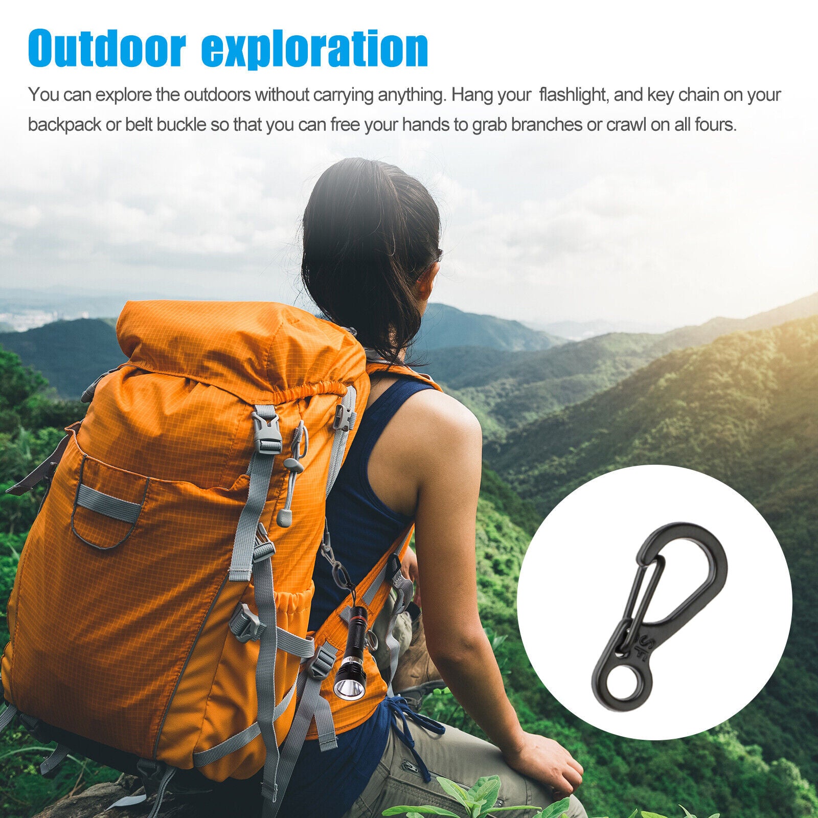 10-40x Mini SF Aluminum Spring Carabiner Clip Keychain Outdoor Snap Camping Hook koeek - KOEEK