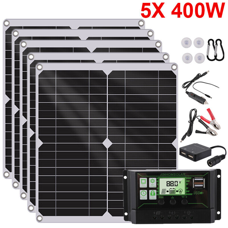 ny 4000W 400W Watt Fleksibelt Solpanel 12V Mono Home RV Rooftop Camping Off-Grid