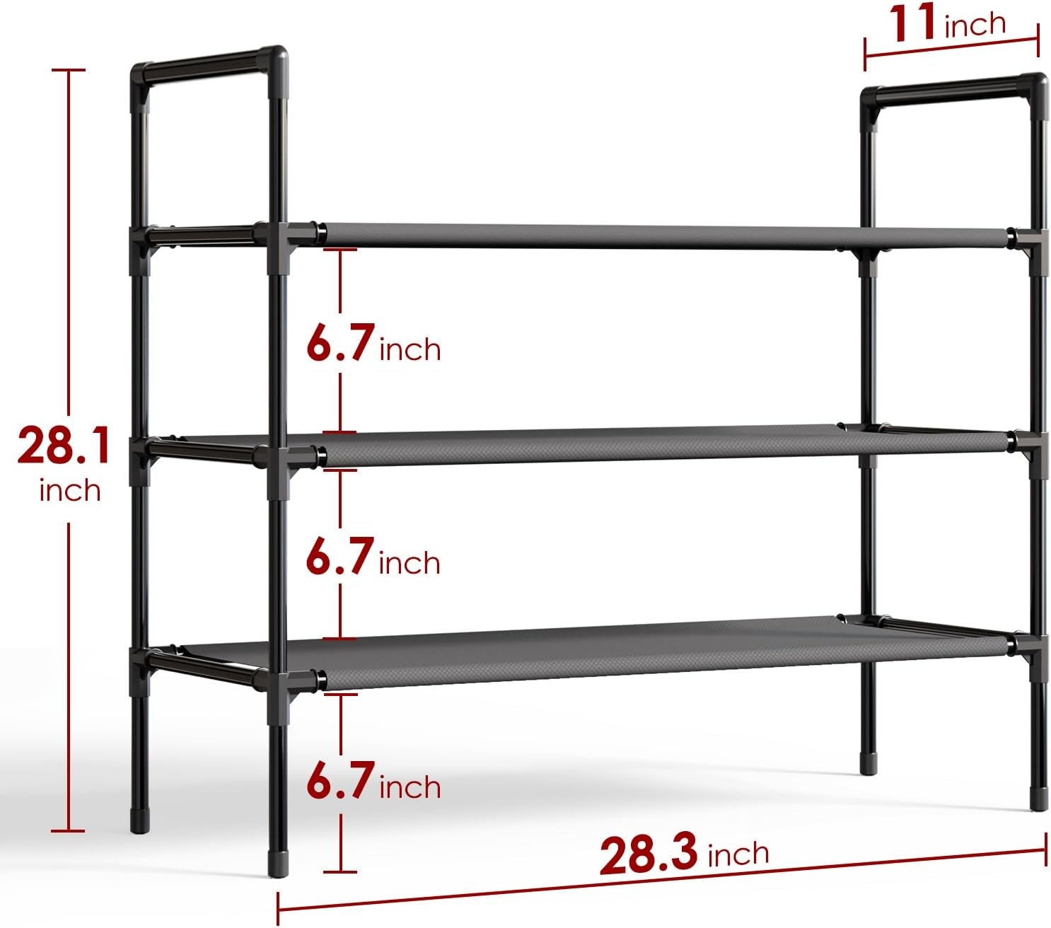 new Shoe Rack with Non-Woven Fabric - 3-Tier Organizer for X-Large, Black 07FC0E-D4 - KOEEK
