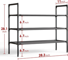 new Shoe Rack with Non-Woven Fabric - 3-Tier Organizer for X-Large, Black 07FC0E-D4 - KOEEK
