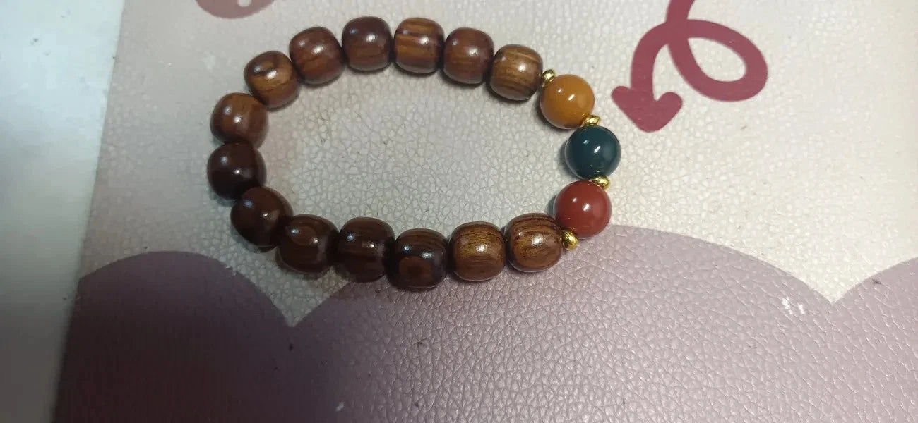 Natural Huanghauli Wood Prayer Beads  Gift Bracelet Three-color beads 07FC0E-D4 - KOEEK