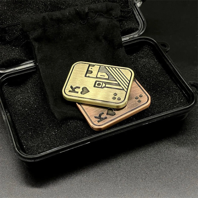 EDC Fidget Stress Relief Toy Skull Poker Style Push Slider Metal Fidget Spinner 07FC0E-D4 - KOEEK