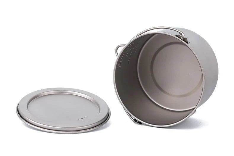Titanium Hanging Pan Folding Short Handle Camping Single Pot Light 900ml 07FC0E-D4 - KOEEK