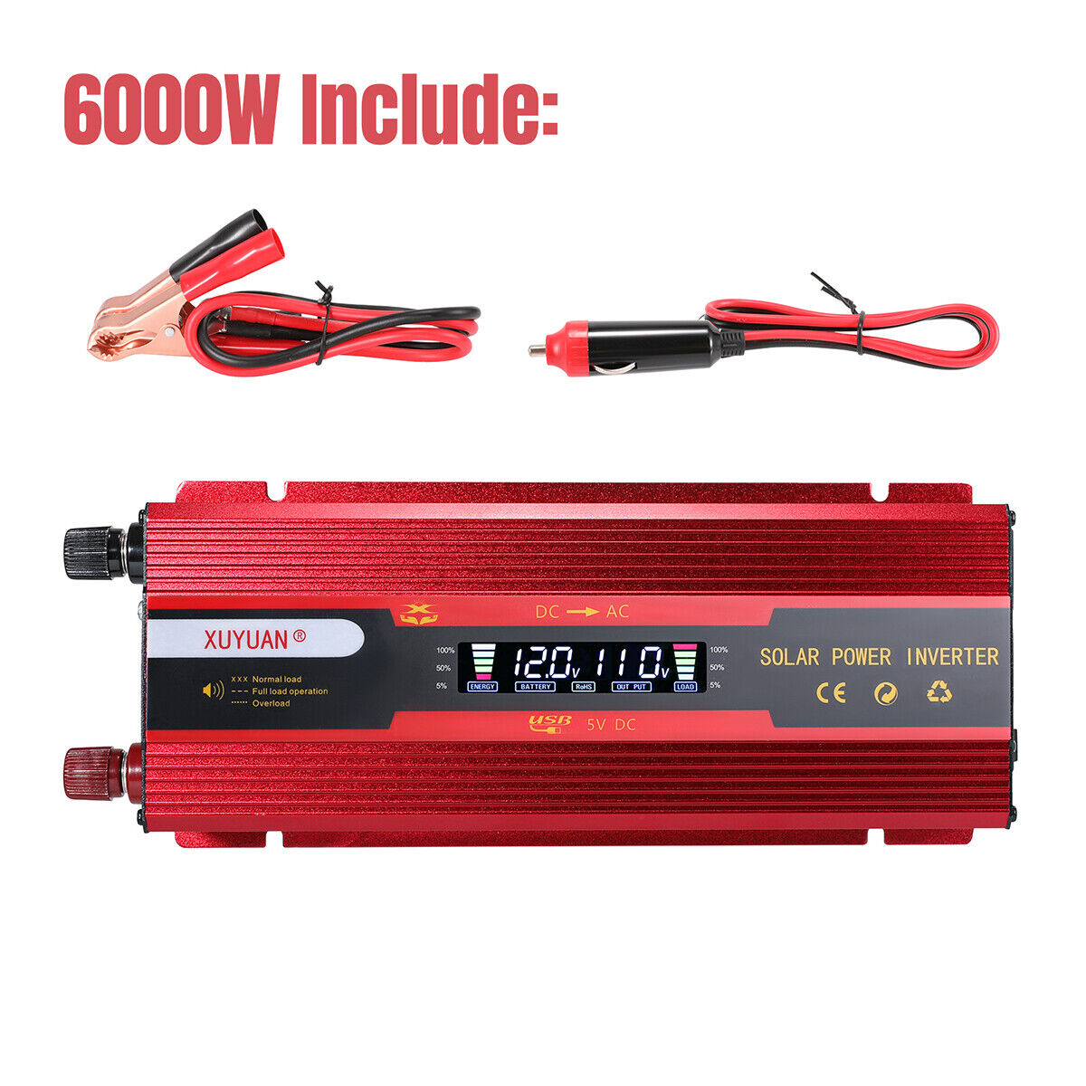 ny 6000W DC konverter 12/24V A 110V AC 2USB Para Carro Auto Inversor Corriente