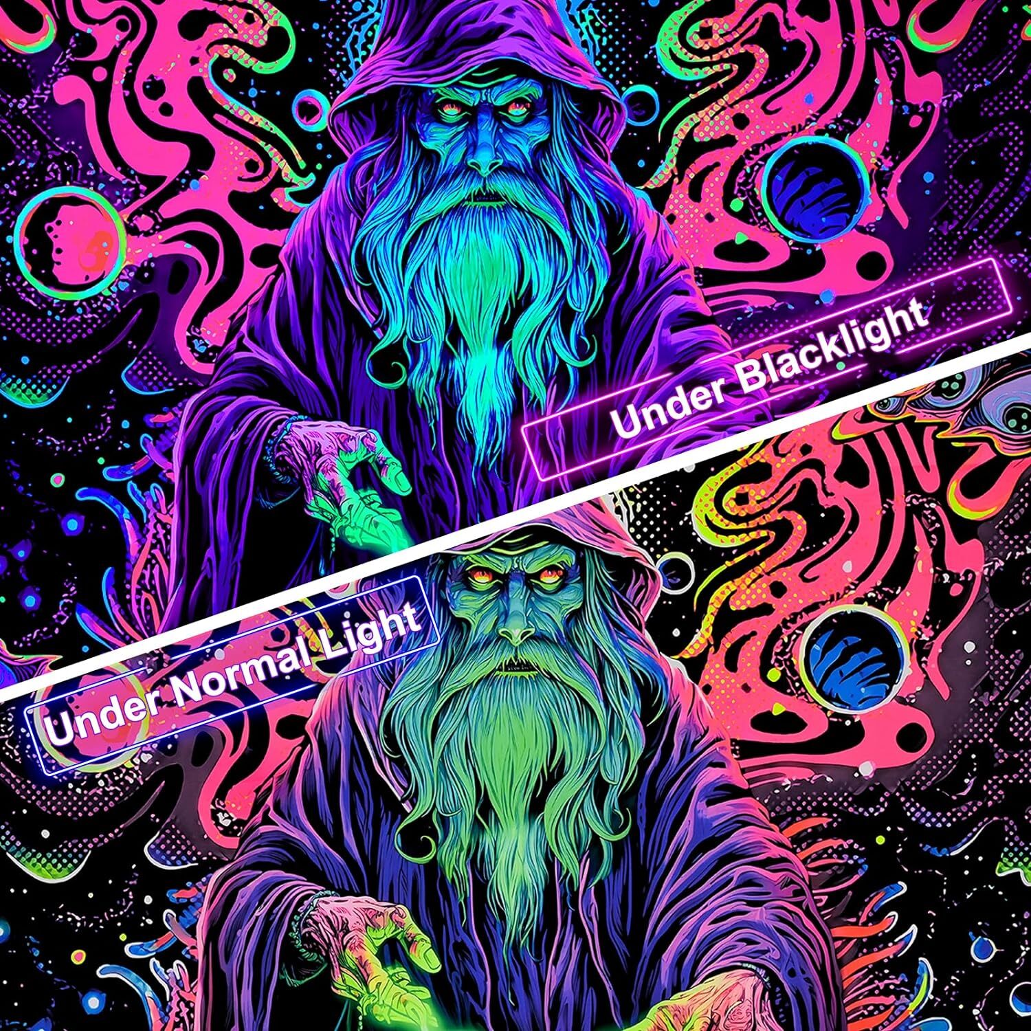 new Uspring Blacklight Tapestry Trippy Wizard 51.2'' x 59.1'', Colorful USPRING - KOEEK