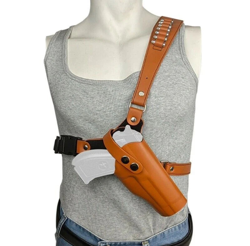 Outdoor Tactical Holster Cowhide Chest Bag for Glock Fast Pull Out Competition 07FC0E-D4 - KOEEK