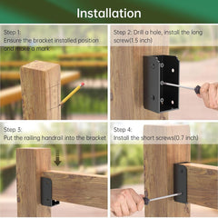 new 24PCS 2”x 4” Stainless Steel Deck Railing Brackets Horizontal 24 Pcs, Black 07FC0E-D4 - KOEEK