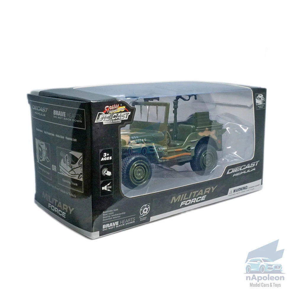1:24 Jeep Willys MB WWII US Military Vehicle Model Car Diecast Toy Gift Kids 07FC0E-D4 - KOEEK