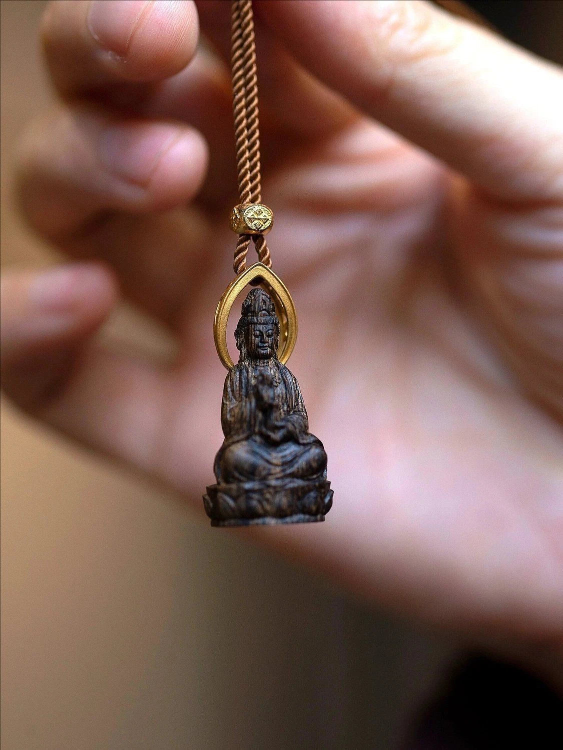 Copper Samantabhadra Bodhisattva Guanyin Pendant Necklace Vintage Style 07FC0E-D4 - KOEEK