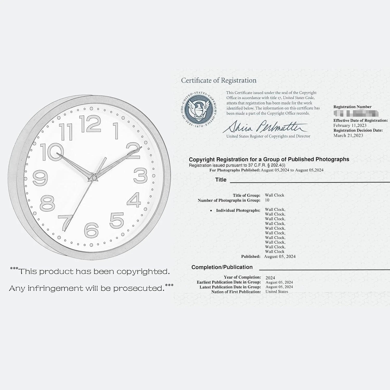 Wall Clock 12''Silent Non-Ticking Modern Clock Battery Operated Classic Simple 07FC0E-D4 - KOEEK