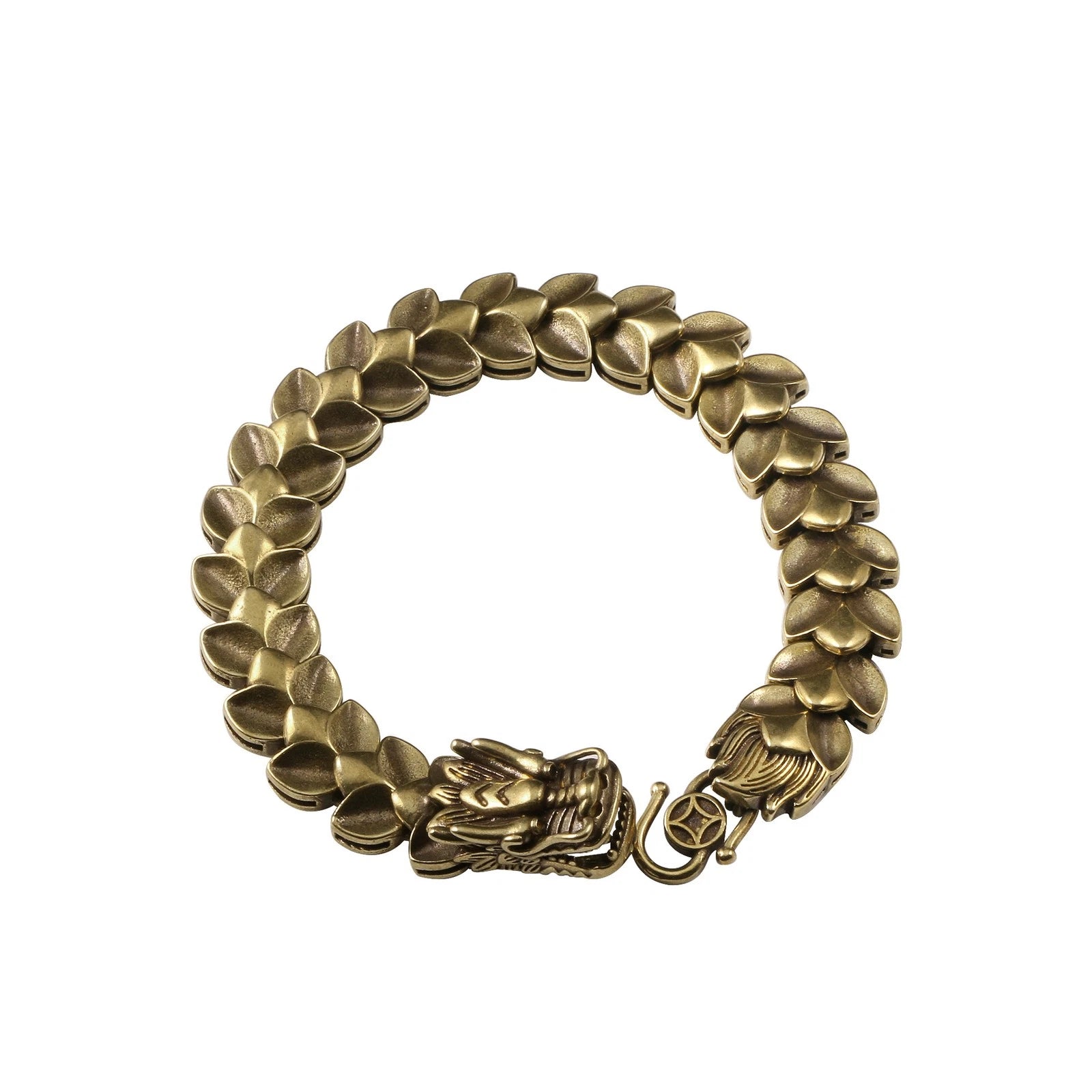 Chinese Trend Zodiac Dragon Bracelet Mens Antique Brass Jewelry Copper Chain 07FC0E-D4 - KOEEK