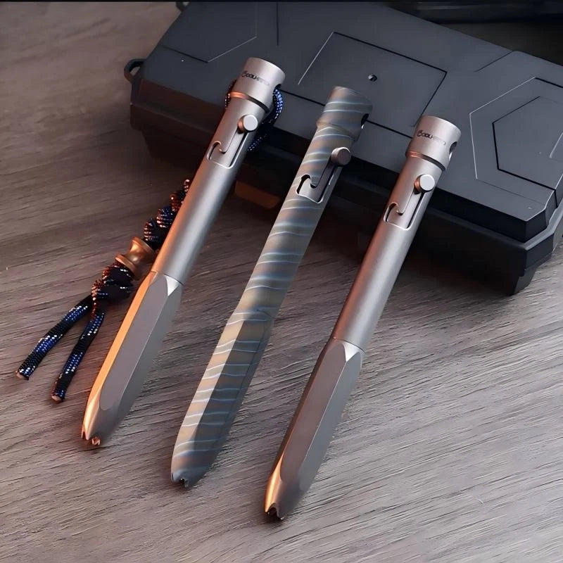 EDC Titanium Ballpoint Pen Signature Writing Pen Multifunction with Lanyard 07FC0E-D4 - KOEEK