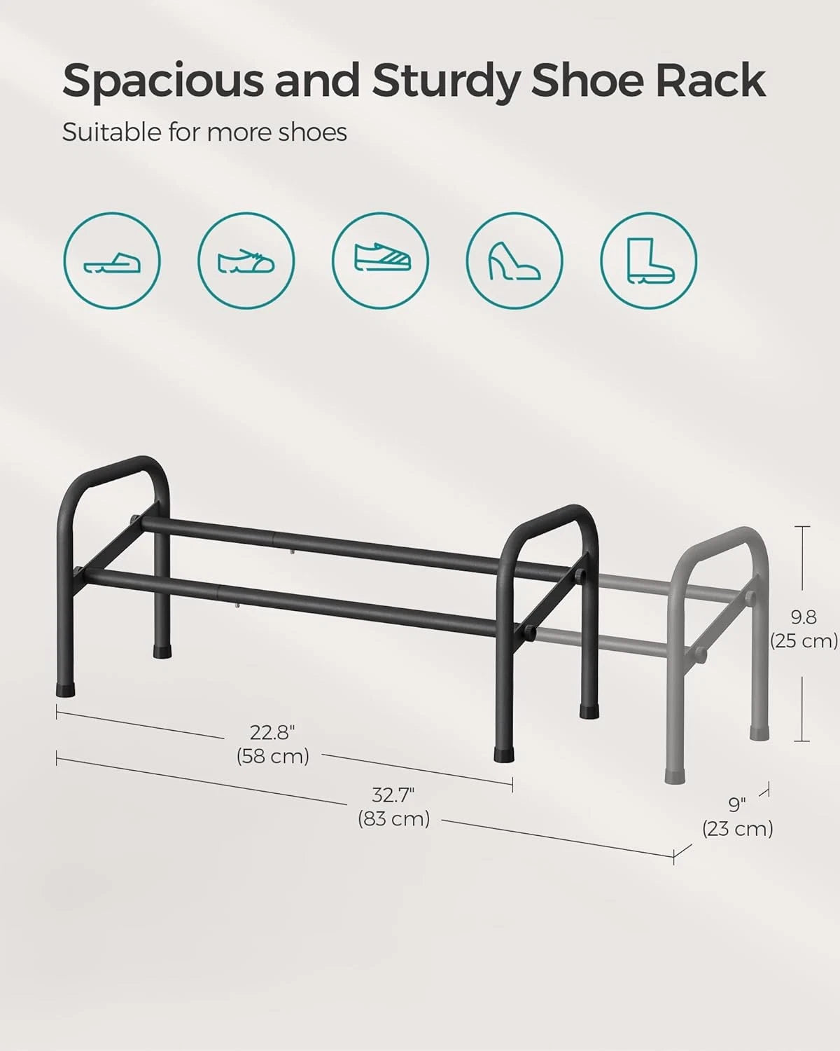 Expandable shoe rack, 1-tier shoe rack shelf, adjustable shoe rack 07FC0E-D4 - KOEEK