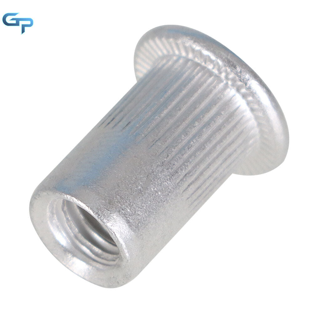 100 Pcs High Quality 6mm M6 Flat Head Aluminum Rivet Nut Rivnut Insert Nut New